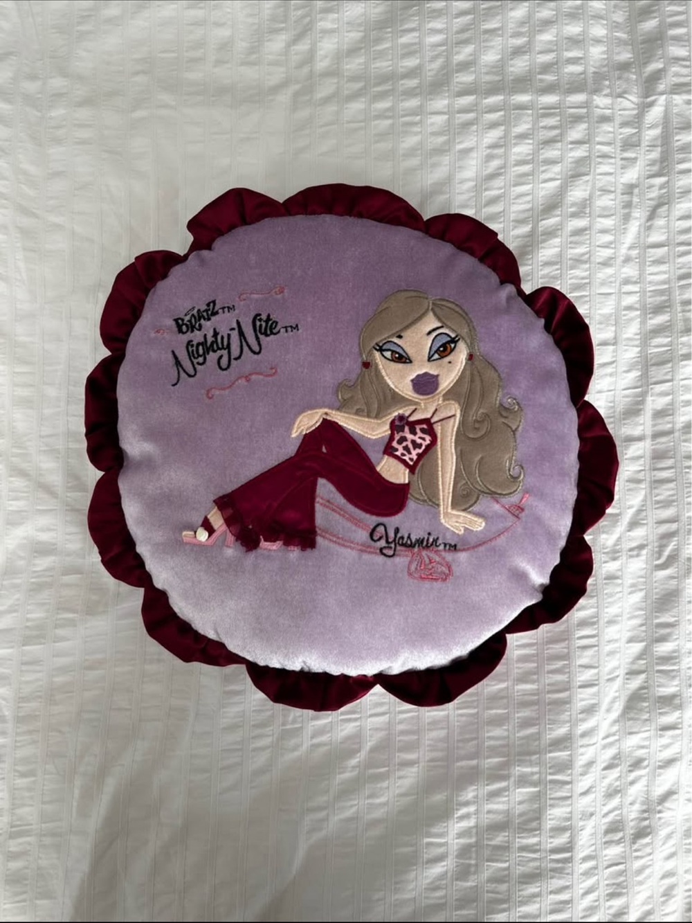 Vintage Y2K/2000s Bratz Nighty Nite Embroidered Yasmin Throw Pillow